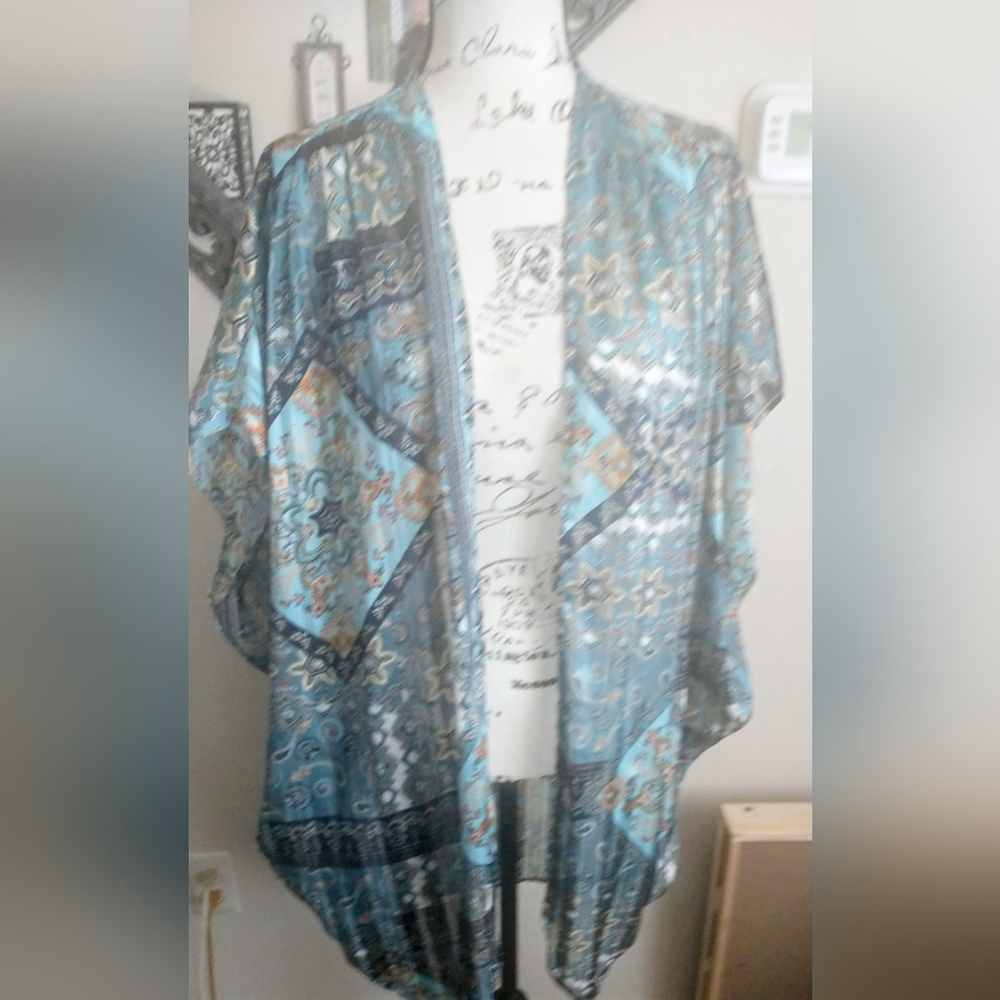 Teal/Gold Patterned Umgee Kimono Cover-Up